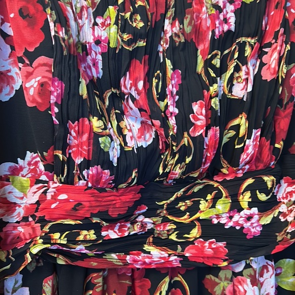 Torrid Floral Chiffon Dress Size 3 Curvy Girl Plus Sized Ruching Sheer - Picture 4 of 7